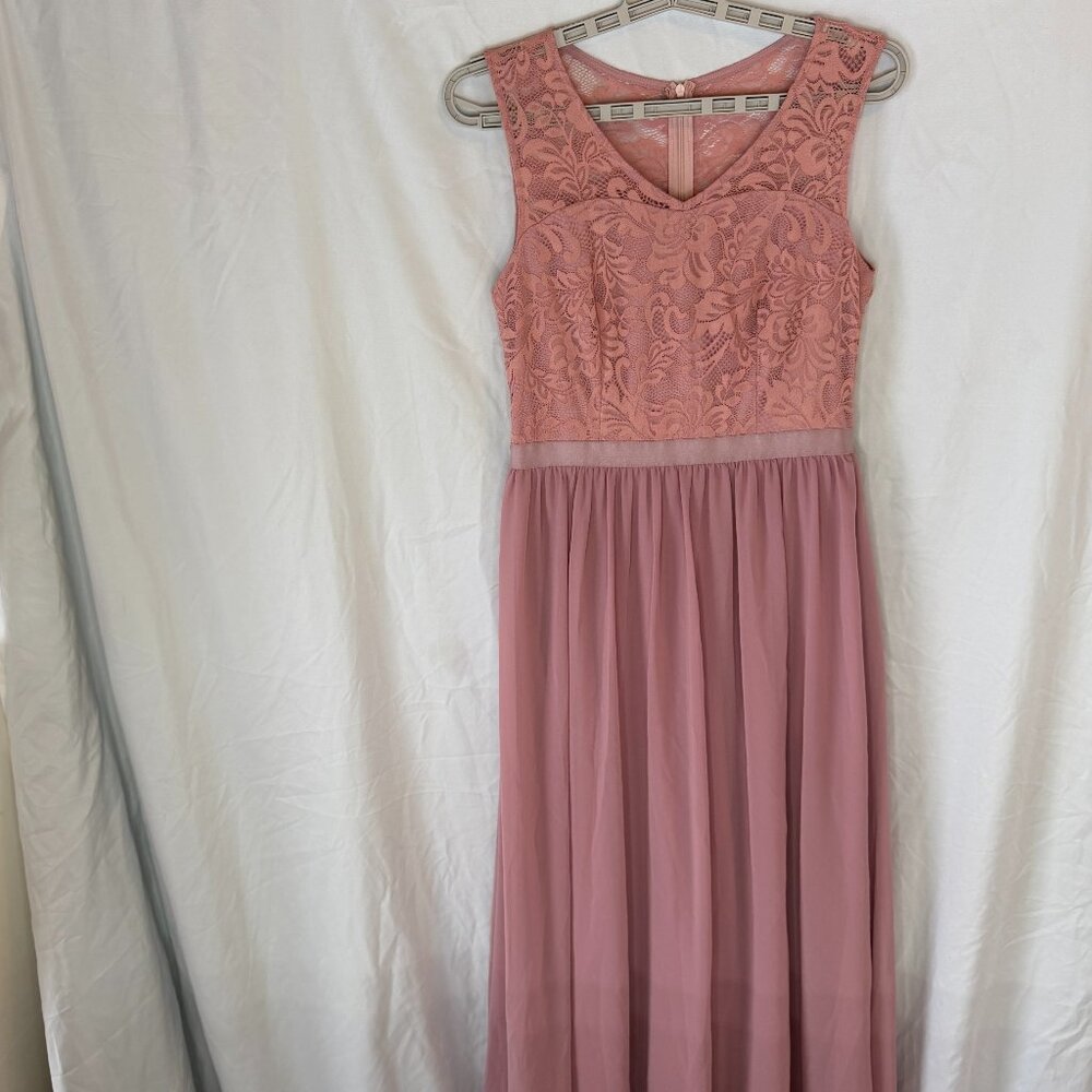 Dress Tells Womens Pink Lace Dress Sz S Small Formal Bridesmaid